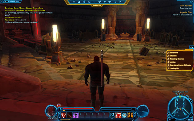 Original SWTOR Sith Warrior Arm Yourself mission scene on Korriban.